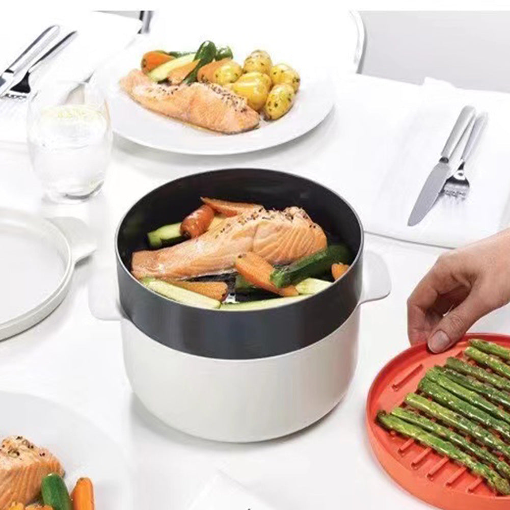 Microwave Steamer Container – Plastic Food Steaming Box for Vegetables & Rice